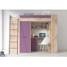 Lit combiné enfant 90x200  avec bureau et armoires  , Gamme maxi