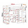 Lit combiné enfant 90x200  avec bureau et armoires  , Gamme maxi
