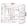 Lit combiné enfant 90x200  avec bureau et armoires  , Gamme maxi