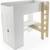 LIT ENFANT MEZZANINE 90X200  AVEC BUREAU ET ARMOIRE BLANC ? GAMME TOMI