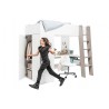 LIT ENFANT MEZZANINE 90X200  AVEC BUREAU ET ARMOIRE BLANC ? GAMME TOMI
