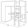 LIT ENFANT MEZZANINE 90X200  AVEC BUREAU ET ARMOIRE BLANC ? GAMME TOMI