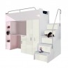 Lit combiné enfant 90x200  avec escalier et rangements brillant , Gamme camy
