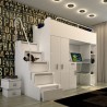 Lit combiné enfant 90x200  avec escalier et rangements brillant , Gamme camy