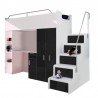 Lit combiné enfant 90x200  avec escalier et rangements brillant , Gamme camy