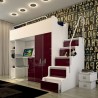 Lit combiné enfant 90x200  avec escalier et rangements brillant , Gamme camy
