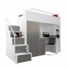 Lit combiné enfant 90x200  avec escalier et rangements  , Gamme camy