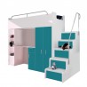 Lit combiné enfant 90x200  avec escalier et rangements  , Gamme camy