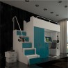 Lit combiné enfant 90x200  avec escalier et rangements  , Gamme camy