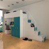Lit combiné enfant 90x200  avec escalier et rangements  , Gamme camy