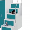 Lit combiné enfant 90x200  avec escalier et rangements  , Gamme camy