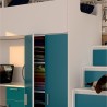 Lit combiné enfant 90x200  avec escalier et rangements  , Gamme camy