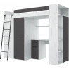 Lit combiné enfant 90x200  avec bureau et armoires blanc , Gamme maxi