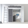 Lit combiné enfant 90x200  avec bureau et armoires blanc , Gamme maxi