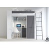 Lit combiné enfant 90x200  avec bureau et armoires blanc , Gamme maxi