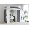 Lit combiné enfant 90x200  avec bureau et armoires blanc , Gamme maxi