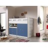 Lit mezzanine 90x200 avec bureau et rangements, Gamme bonny