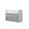 Lit mezzanine 90x200 avec bureau et rangements, Gamme bonny