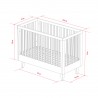 Lit bebe 120x60 blanc ou gris, Gamme lounge, marque vox