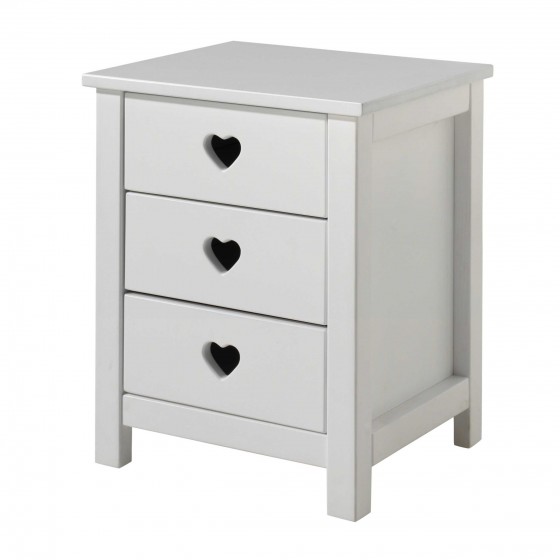 Chevet 3 tiroirs blanc  , Gamme amori