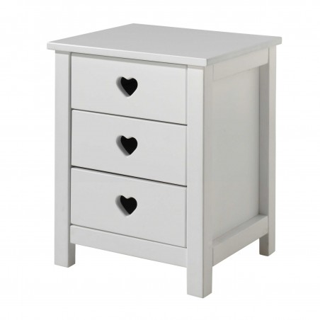 Chevet 3 tiroirs blanc  , Gamme amori