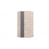 Armoire d'angle enfant en bois chêne et gris, 2 portes, Gamme faro