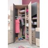 Armoire d'angle enfant en bois chêne et gris, 2 portes, Gamme faro