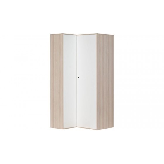 Armoire d'angle enfant en bois blanc et chêne, 2 portes, Gamme meyrin