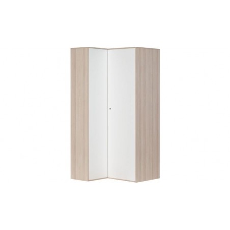 Armoire d'angle enfant en bois blanc et chêne, 2 portes, Gamme meyrin