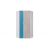 Armoire d'angle enfant en bois blanc, gris et bleu, 2 portes, Gamme porto