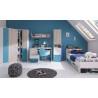 Armoire d'angle enfant en bois blanc, gris et bleu, 2 portes, Gamme porto
