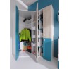 Armoire d'angle enfant en bois blanc, gris et bleu, 2 portes, Gamme porto