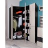 Armoire d'angle enfant en bois blanc, gris et noire, 2 portes, Gamme porto