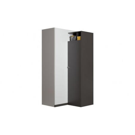 Armoire d'angle enfant en bois blanc et noir, 1 porte, Gamme lagos