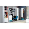Armoire d'angle enfant en bois blanc et noir, 1 porte, Gamme lagos