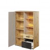Commode haute enfant 1 portes, 2 tiroirs et  3 niches, avec LED, Gamme CUBE