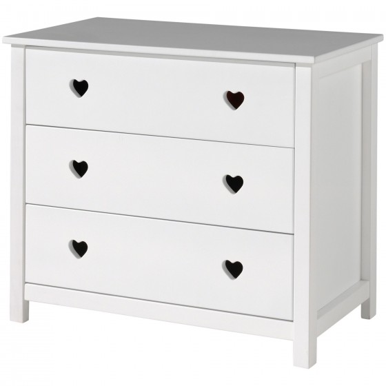 Commode 3 tiroirs blanc , Gamme amori