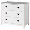 Commode 3 tiroirs blanc , Gamme amori