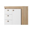 Commode enfant, 1 porte, 3 tiroirs et 2 niches, couleur blanc et bois, Gamme YPRES