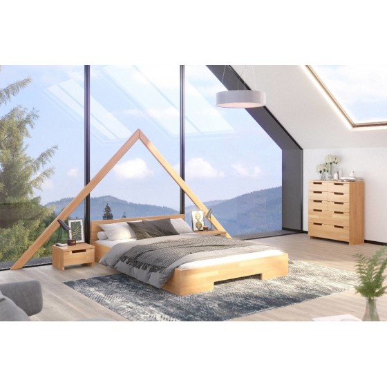 LIT DESIGN 2 PERSONNES  EN BOIS HETRE MASSIF , dimension 140x200, GAMME VENTO