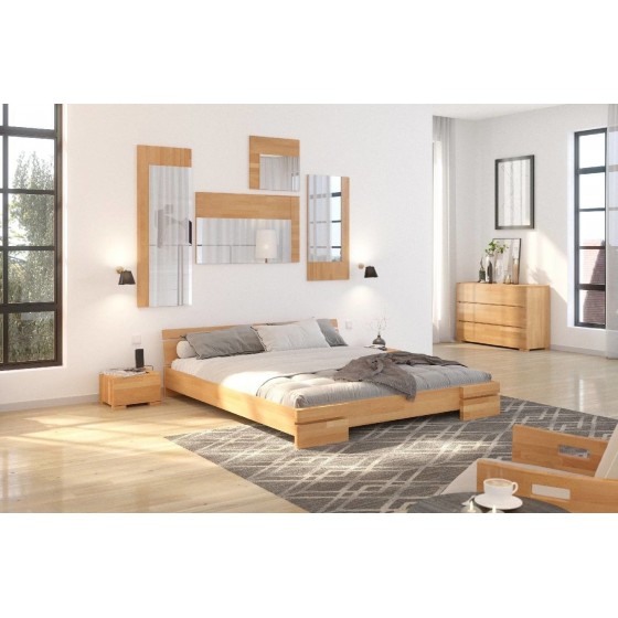 LIT ADULTE DESIGN EN BOIS HETRE MASSIF , dimension 160x200, GAMME NASH