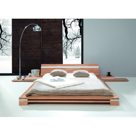 Lit bas en hêtre, couleur Hêtre, dimension 180 X 200, Gamme Herne