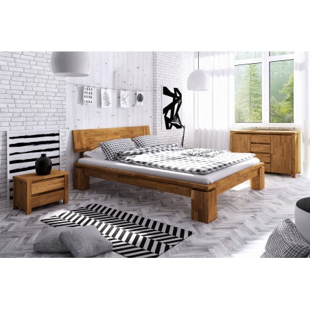 Lit en hêtre, couleur Hêtre, dimension 140 x 190, Gamme Carouge