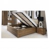 Lit en chêne sommier relevable et coffre de rangement, couleur Chêne foncé, dimension 160 x 200, Gam