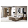 Lit en chêne sommier relevable et coffre de rangement, couleur Chêne foncé, dimension 140 x 200, Gam