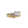 Lit en chêne sommier relevable et coffre de rangement, couleur Chêne, dimension 140 x 200, Gamme Nic