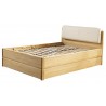 Lit en chêne sommier relevable et coffre de rangement, couleur Chêne, dimension 140 x 200, Gamme Nic