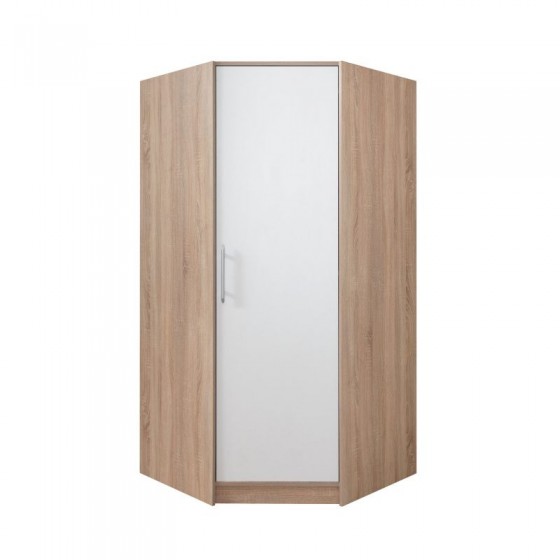Armoire-dressing angle blanc et chêne, 1 porte, Gamme nyon