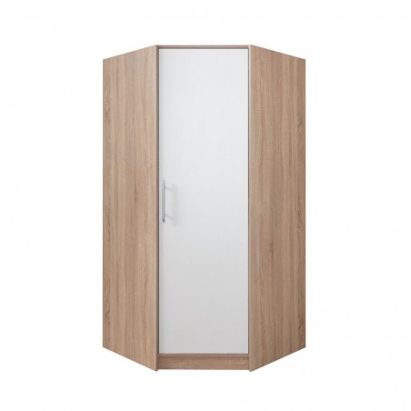 Armoire-dressing angle blanc et chêne, 1 porte, Gamme nyon