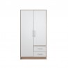 Armoire-dressing blanc et chêne, 2 portes, 2 tiroirs, Gamme nyon
